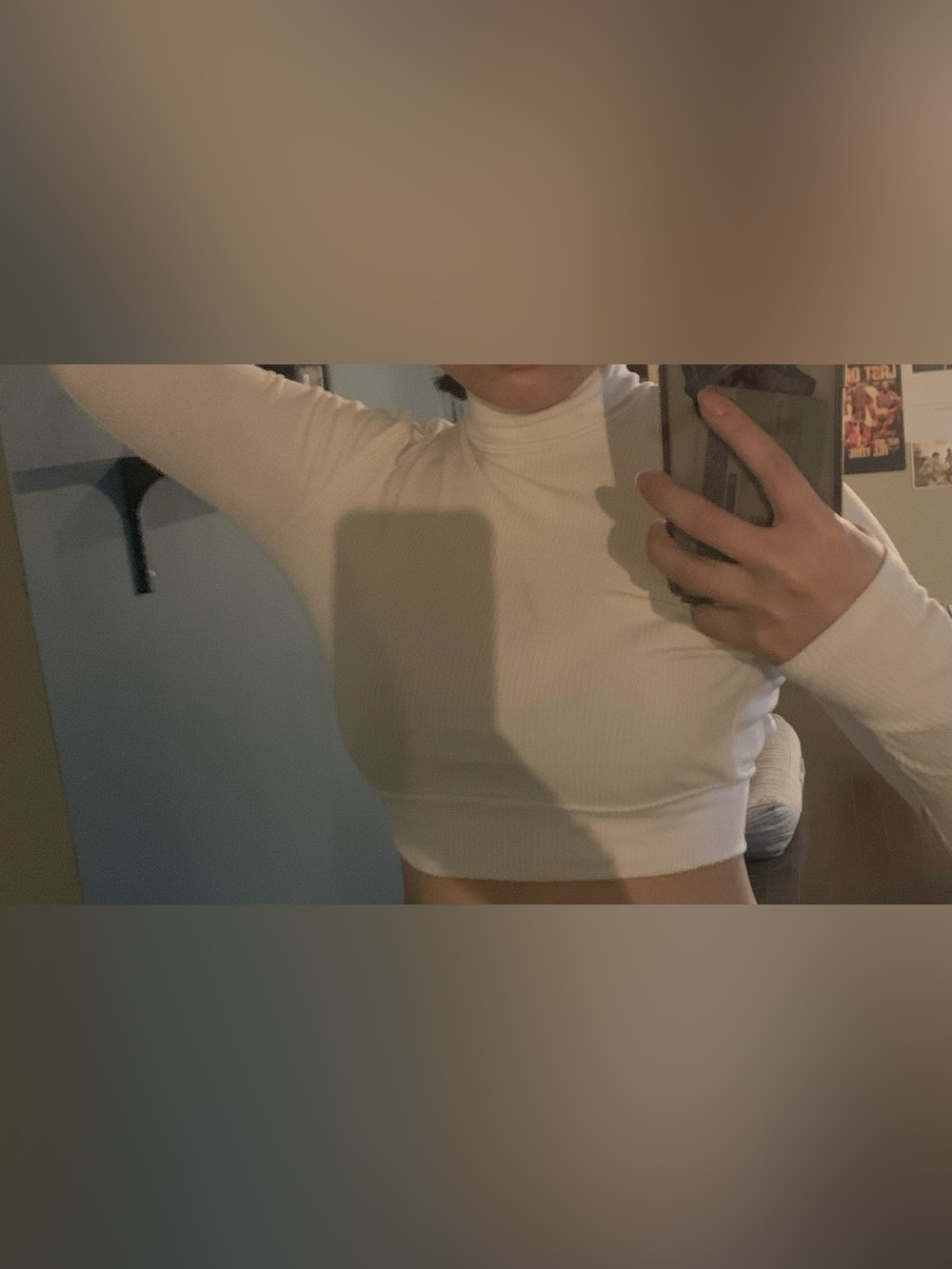 Garage White Ribbed Long-Sleeve Turtleneck Crop Top